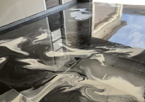 Black and White Metallic Epoxy Entryway installed by Epoxee in El Paso, TX