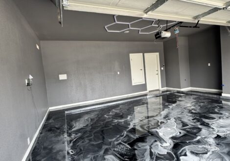 Black Silver Metallic Epoxy Garage Floor installed by Epoxee in El Paso, TX