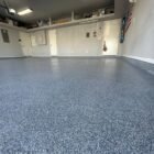 Blue Gray Flake Epoxy Garage Floor installed by Epoxee in El Paso, TX