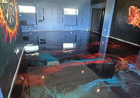 Custom Metallic Epoxy Game Room Floor installed by Epoxee in El Paso, TX