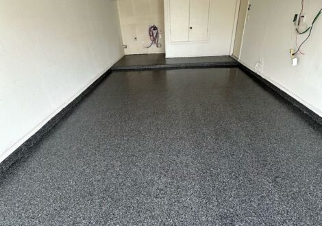 Dark Gray Flake Epoxy Garage Floor installed by Epoxee in El Paso, TX