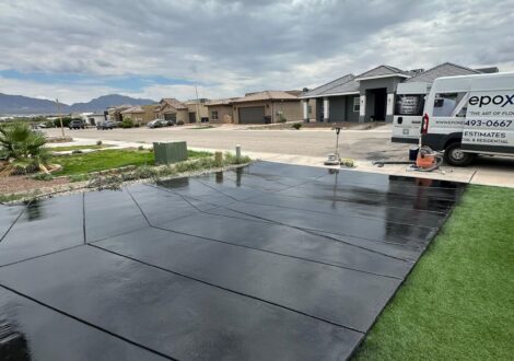 Dark Stained Concrete Driveway installed by Epoxee in El Paso, TX