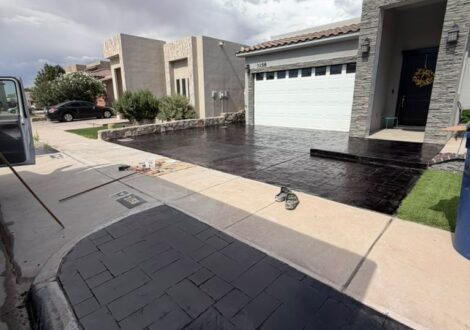 Dark Stamped Concrete Driveway installed by Epoxee in El Paso, TX