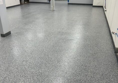 Gray Flake Epoxy Garage Floor installed by Epoxee in El Paso, TX