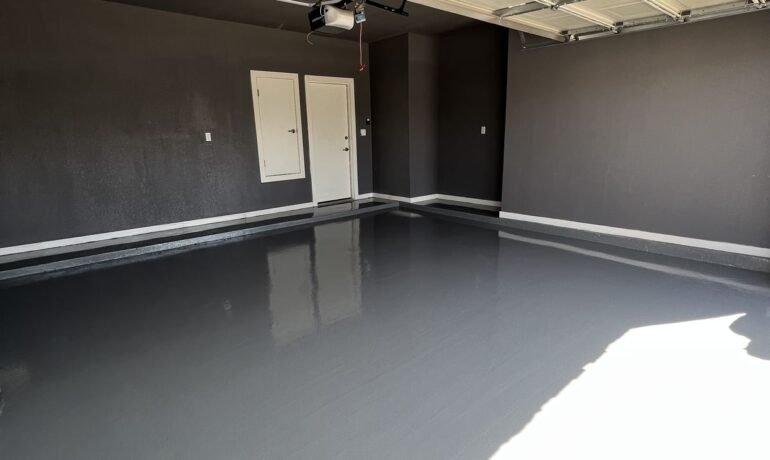 Gray Solid Color Epoxy Garage Floor installed by Epoxee in El Paso, TX