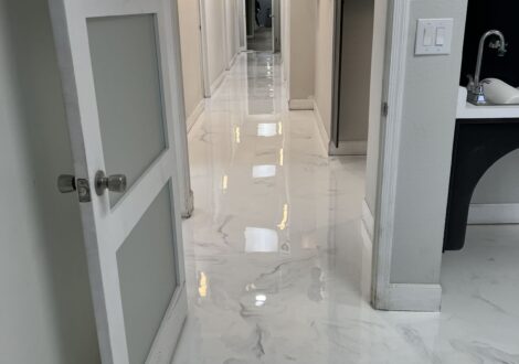 Pearl White Metallic Epoxy Hallway installed by Epoxee in El Paso, TX