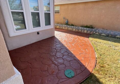 Red Stamped Concrete Patio installed by Epoxee in El Paso, TX
