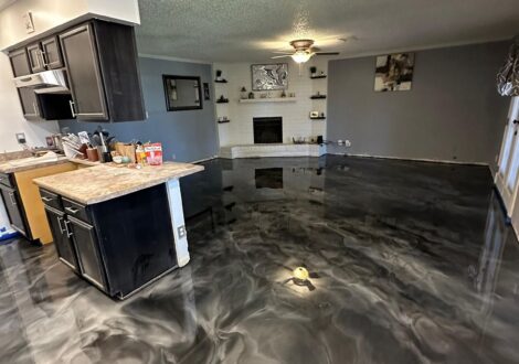 Silver Metallic Epoxy Kitchen and Living Room installed by Epoxee in El Paso, TX