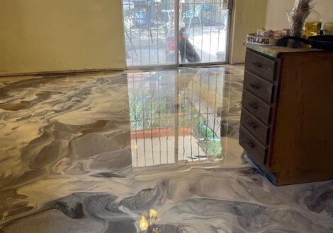 Silver Metallic Epoxy Living Room installed by Epoxee in El Paso, TX
