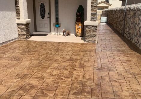 Wood Plank Stamped Concrete Entry installed by Epoxee in El Paso, TX