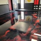Epoxy garage floor by Epoxee in El Paso, where hot tire pickup is a summer concern