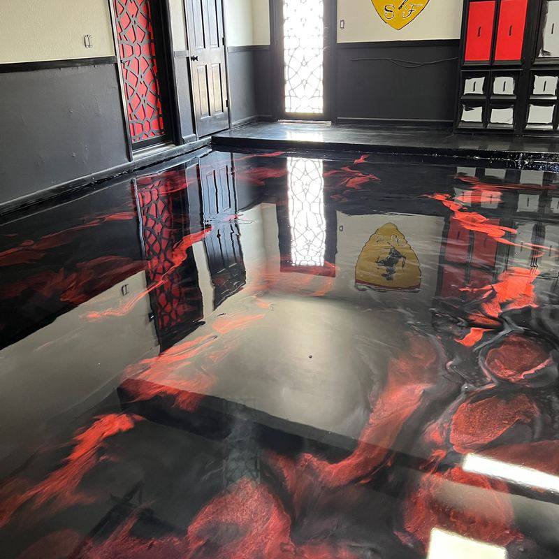 Black and red metallic garage — Epoxee El Paso